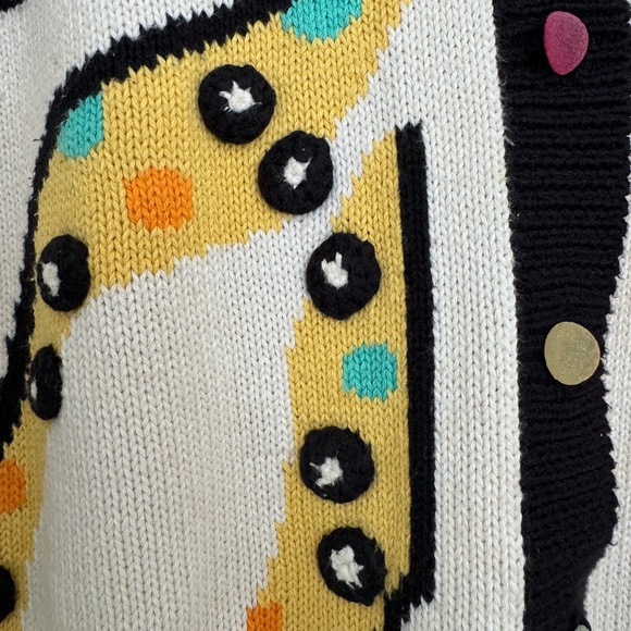 Quirky Vintage Cardigan w/3D details, Sz Med, 100% cotton - Picture 5 of 8